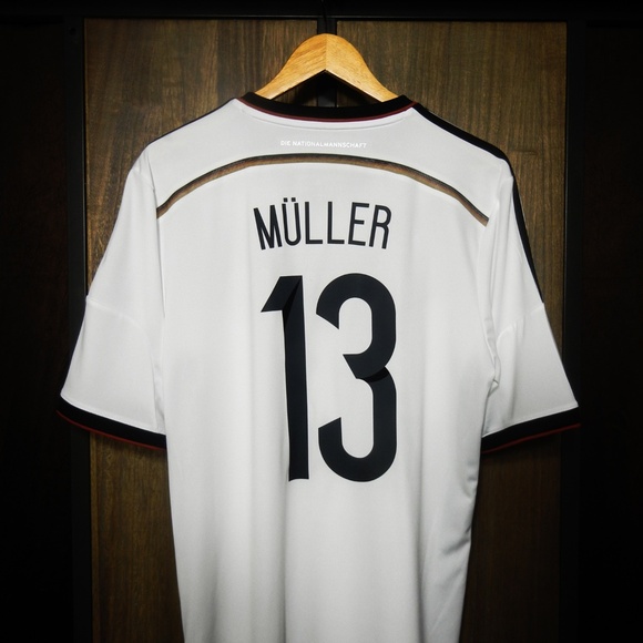 Germany 2014 Home Jersey – Thomas Müller #13 – Large – White, Black & Red Adidas - Picture 1 of 11